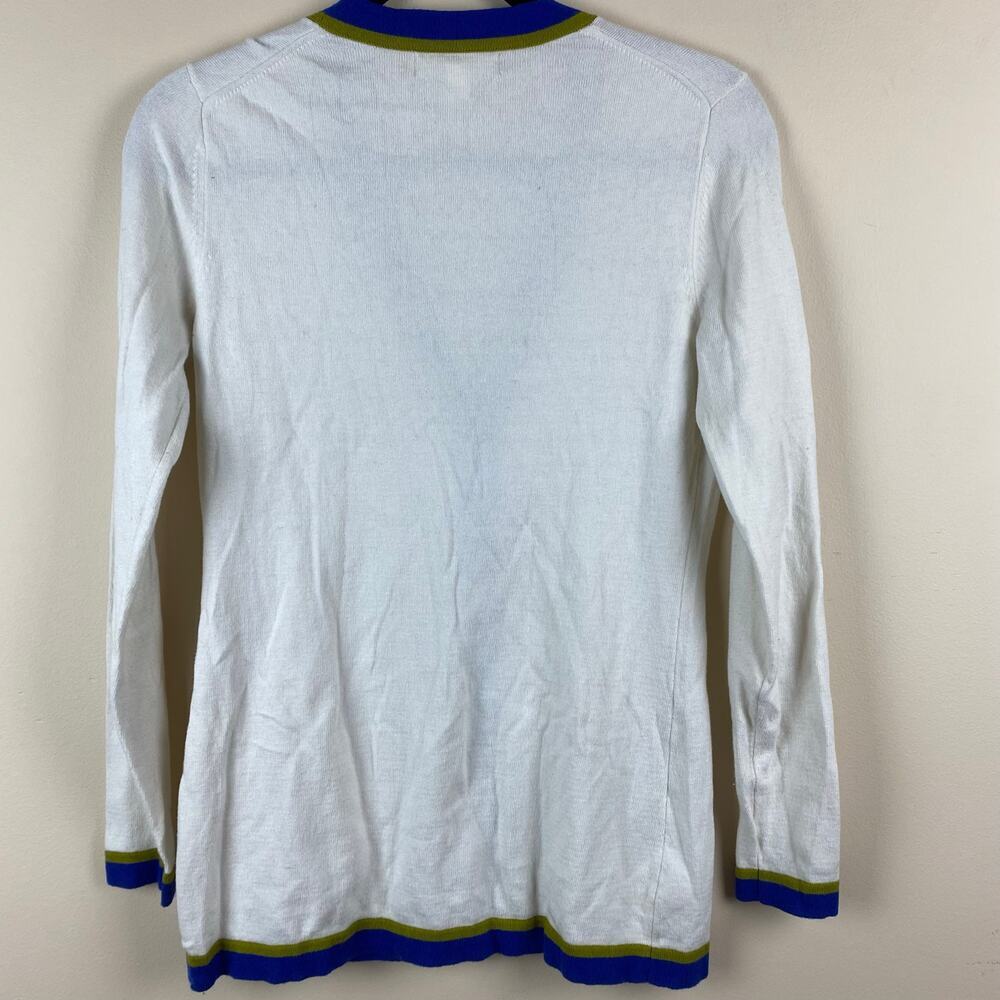 Banana Republic White Cardigan Preppy Contrast Trim CottonBlend Academia Sweater - Picture 4 of 7